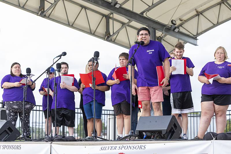Able Sounds Choir competes in the finals of the Sauk Valley Talent Competition Series held Thursday, Aug. 9, 2024 in Rock Falls. Winners from the May 30 and July 11 events advanced to Thursday’s final.