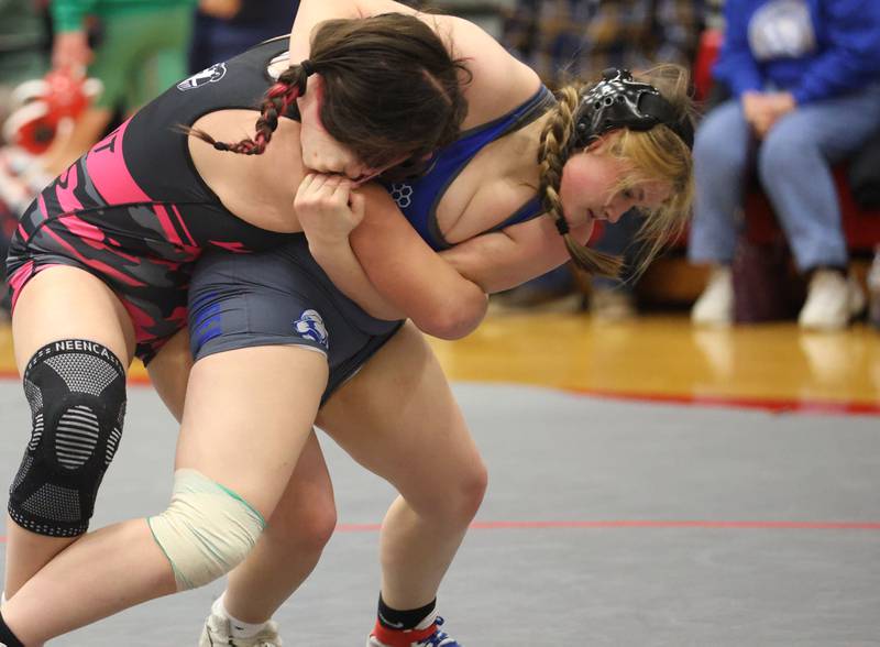 Princeton's Avalena Wunderlich wrestles Kaneland during a meet on Thursday, Jan. 22, 2026 in Sellett Gymnasium at L-P High School.