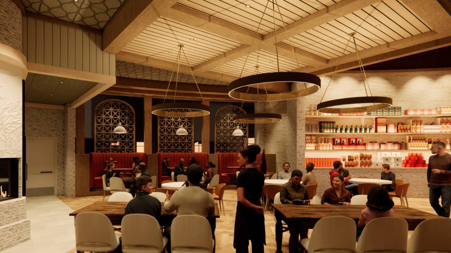 Image of  how the Sorellina by Giada restaurant will look at the future Hollywood Casino Joliet, currently being constructed at the Rock Run Collection at Interstates 55 and 80. The casino is expected to open by late 2025.