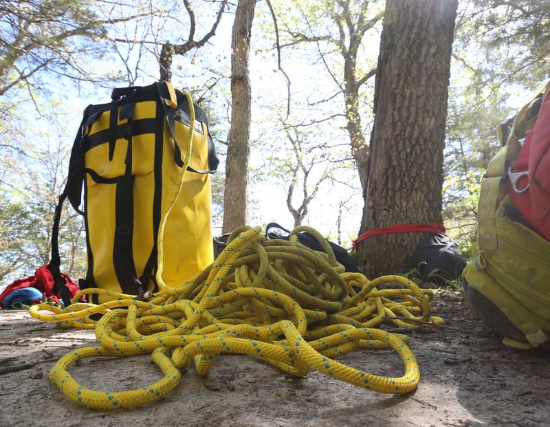 A view of one of the ropess used during rope rescue training on Saturday, May 2, 2026 in Wildcat Canyon at Starved Rock State Park.
