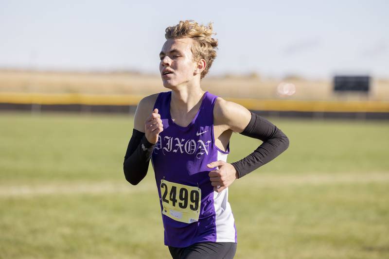 Dixon’s Hayden Fulton finishes 22nd during the Big Northern Conference cross country race at Sauk Valley College Saturday, Oct. 15, 2022.
