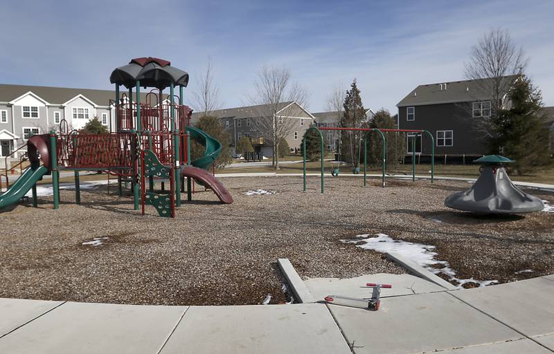 A playground in the Stonewater subdivision in Wonder Lake on Friday, Feb. 24, 2023. When the subdivision is finished, 3,400 to 3,700 more rooftops will be added to Wonder Lake, potentially making the village one of the larger municipalities in McHenry County.