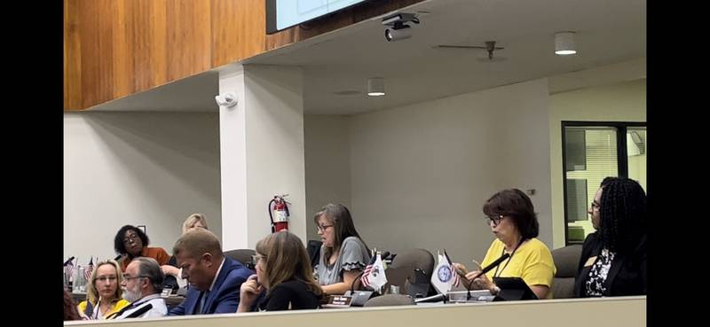 Will County Board members speak during public comment about the controversy over Moms For America on Thursday, June 15, 2023.
