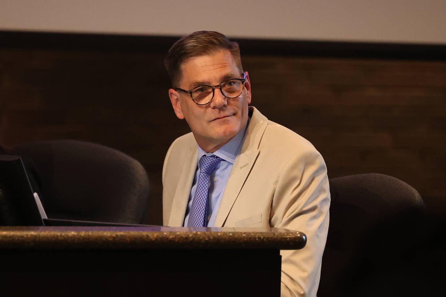 City Manager Rod Tonelli sits in on the Joliet City Council meeting on Tuesday, July 18th, 2023.