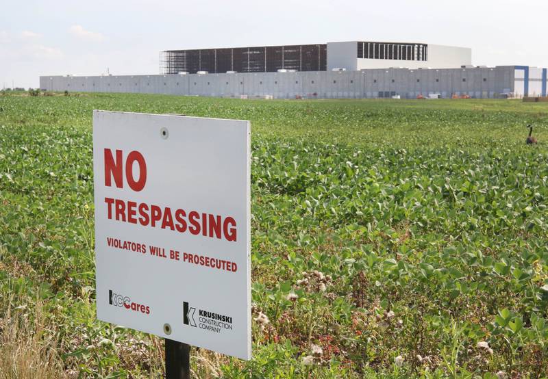 A field at the northeast corner of Crego Road and East Gurler Road in front of the Kraft Heinz Company distribution center Friday, July 12, 2024, in DeKalb