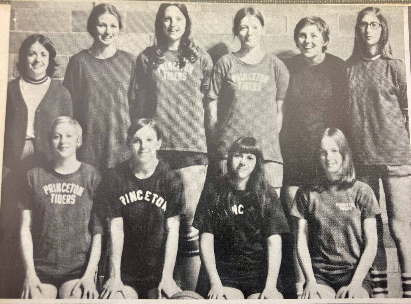 Princeton High School fielded its first girls basketball in 1973-74 after the passing of Title IX on June 23, 1972. The Tigresses "A" team finished 6-3 under the direction of coach Julie Nagle. Team members were (front row, from left) Cheryl Martin, Janice Storm, Diane Cathelyn, Anita Kelly; and (back row) Coach Nagle, Theresa Romagnoli, Diane Heaton, Rebecca Norton, Deb Lowdermilk and Joan Velon.