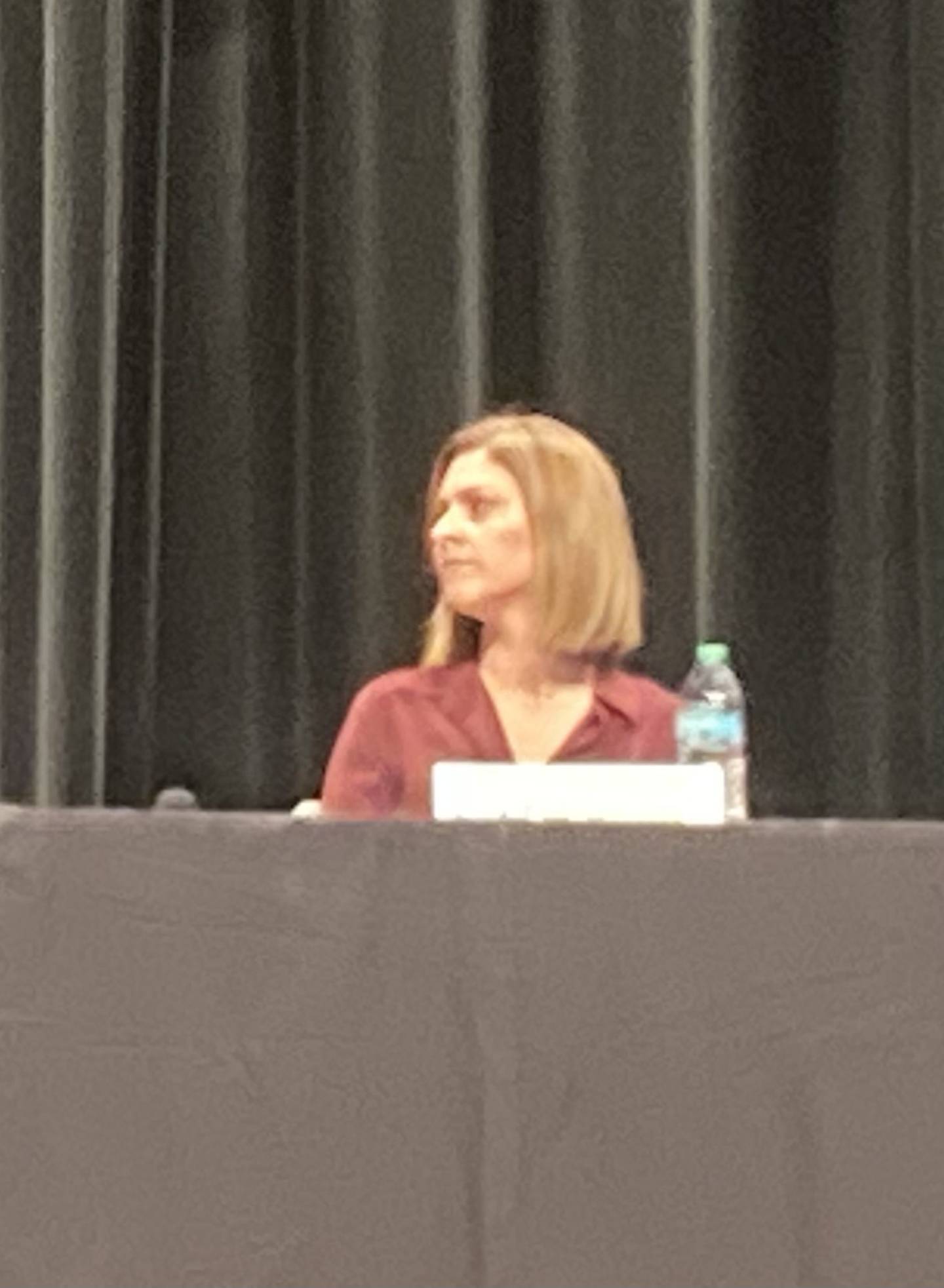 Lockport Township High School District 205 Board of Education candidate Michaelene O'Halloran speaks at the LTHS 205 Foundation Candidate Forum on Tuesday, March 4, 2025.