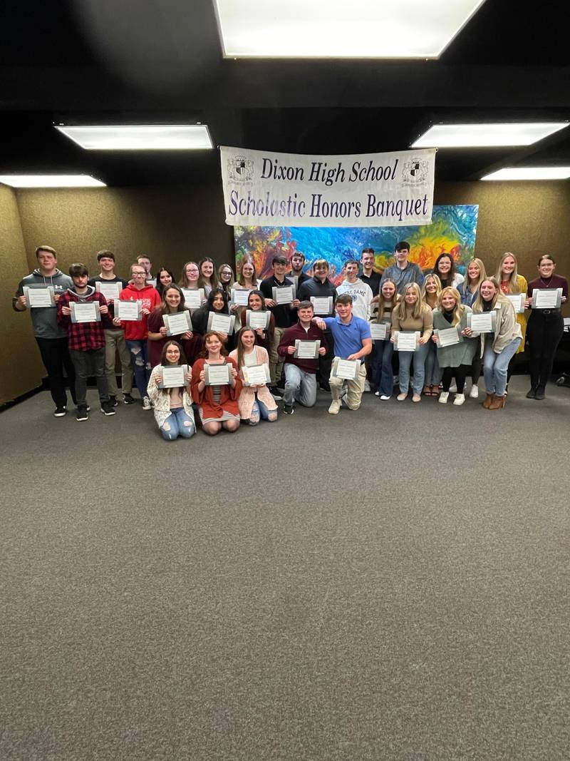 Members of the Dixon High School senior class were honored by Kiwanis Club of Dixon during the 68th Scholastic Honor Banquet held April 20 at Sauk Valley Community College.