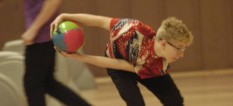 Oregon bowler Andrew Stahl attacks the pins. Bowling teams  competed in the Sterling Regionals on Saturday, Jan. 17, 2026 at Blackhawk Lanes in Sterling