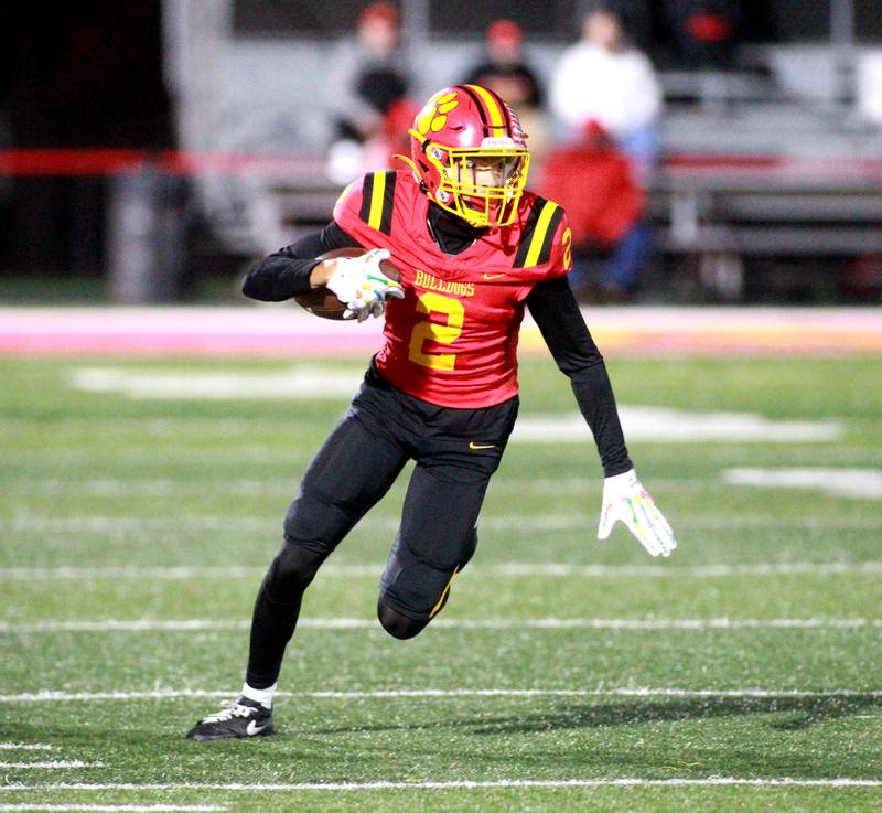 Batavia’s Isaiah Brown carries the ball during a Class 7A first-round game against Collinsville on Friday, Nov. 1, 2024 in Batavia.