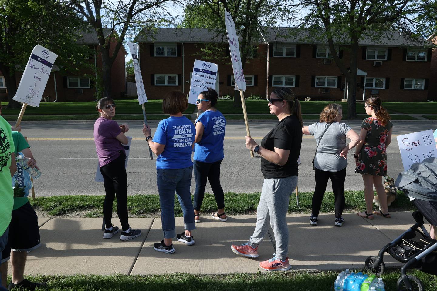 Nurses picket outside Ascension Saint Joseph-Joliet as a whole year approaches since contract negotiations started on Wednesday, May 1, 2024 in Joliet.