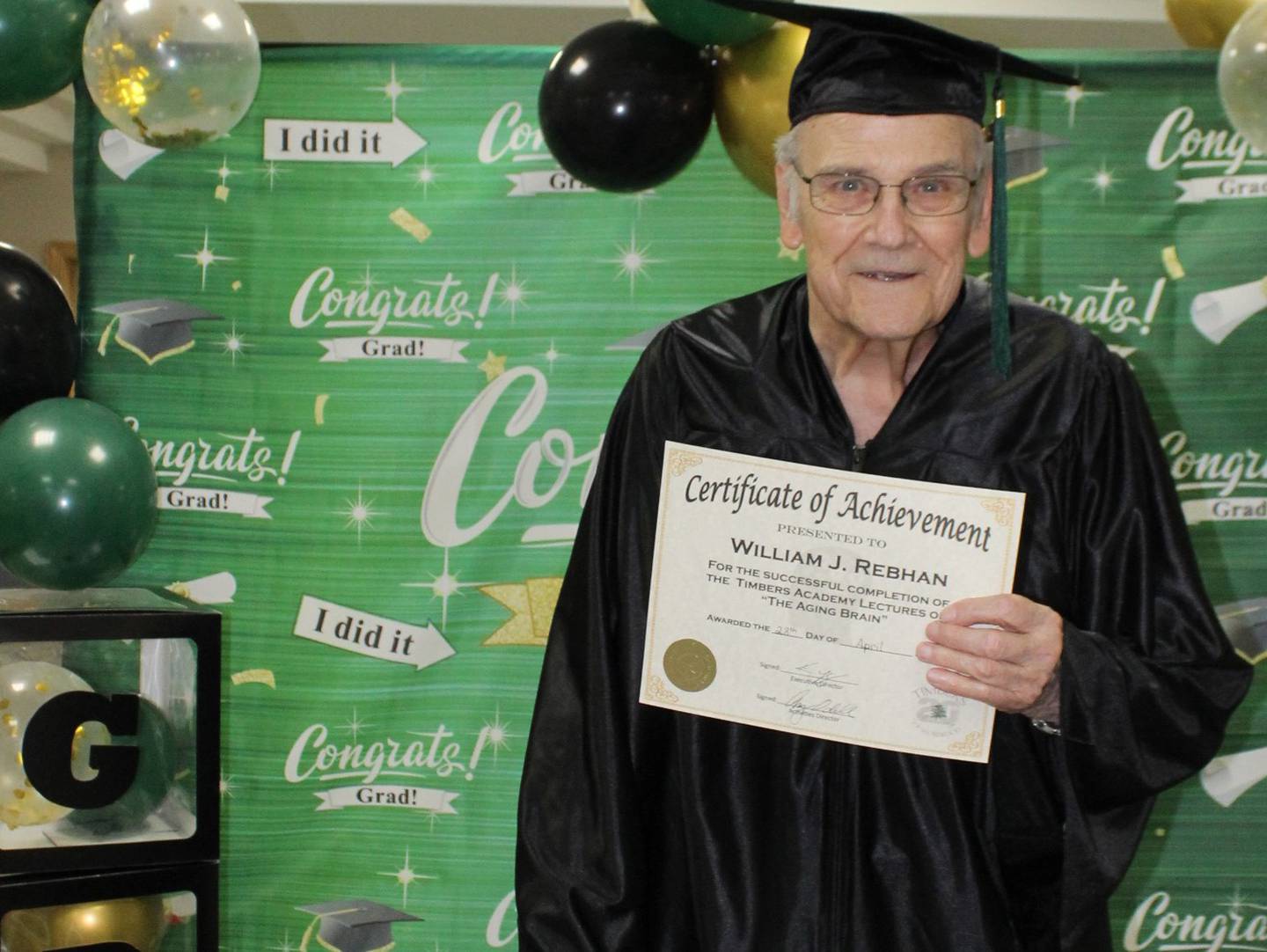 The Timbers of Shorewood held a graduation ceremony for 10 residents who completed the Timbers’ Academy for Seniors course on brain function Thursday April 28. The course covered brain structure and aging, brain function, diseases of the brain and strategies to help keep the brain active and healthy.