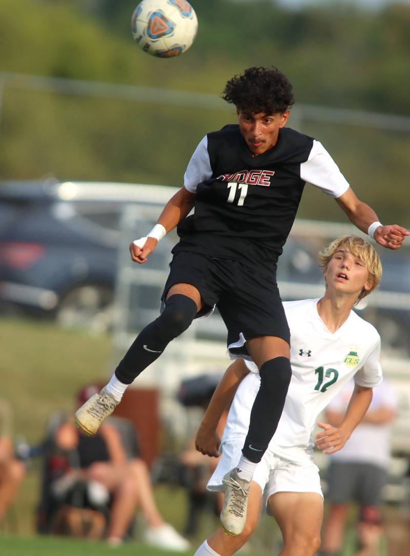 Prairie Ridge’s  Anthony Castro corrals the ball against Crystal Lake South in varsity soccer on Thursday, Sept. 19, 2024, at Prairie Ridge High School in Crystal Lake.