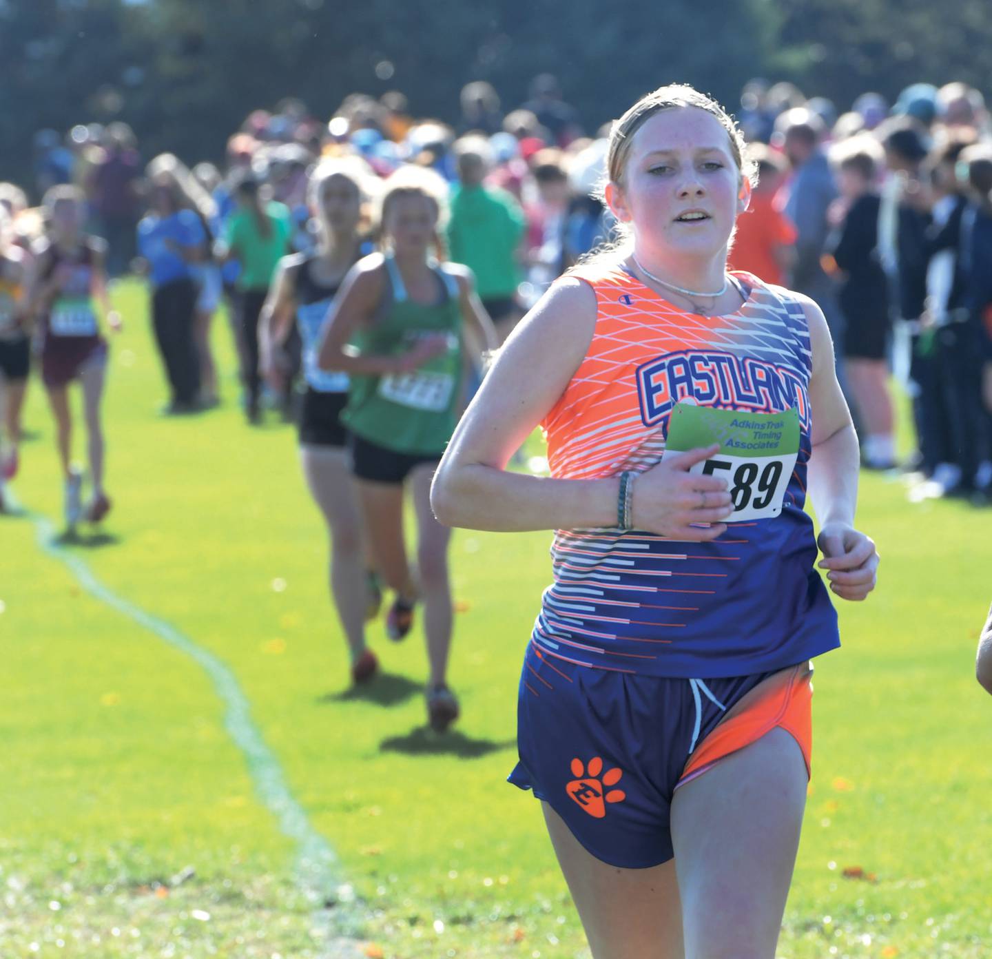 Eastland's Leslie Mayne heads to the finish line at the 1A Oregon Sectional on Saturday, Oct. 29. Mayne finished 47th in 22:41.60.