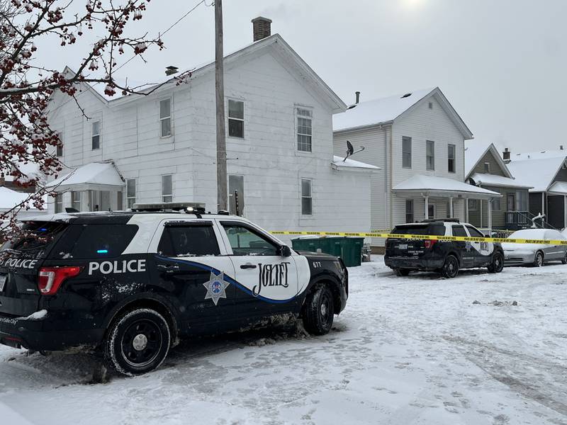 A Joliet Police Department squad vehicle on Sunday, Jan. 25, 2026, in the 700 block of Garnsey Avenue in Joliet in response to a homicide investigation.