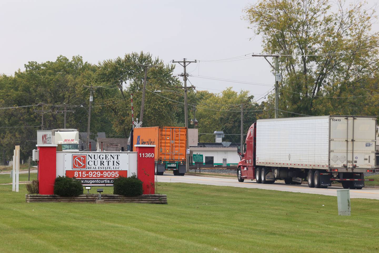 Traffic travels along Illinois Route 114 in Momence near the former AAF Flanders site on Oct. 14, 2025. The business is one of several closing in the past two years, taking numerous jobs from the town.