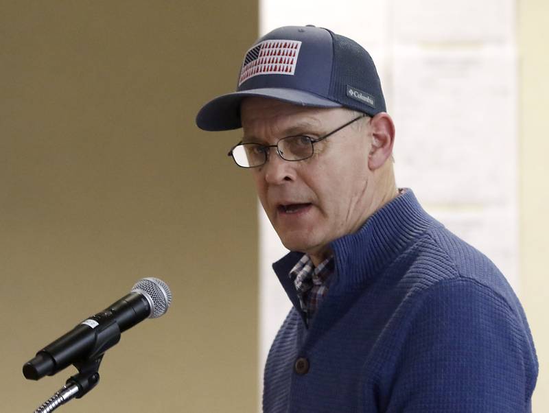 Bruce Johnson speaks Tuesday, Feb. 21, 2023, during the public comment period at the McHenry County Board meeting about the proposed resolution opposing the Illinois gun ban and supporting its repeal in the Illinois State Legislature.