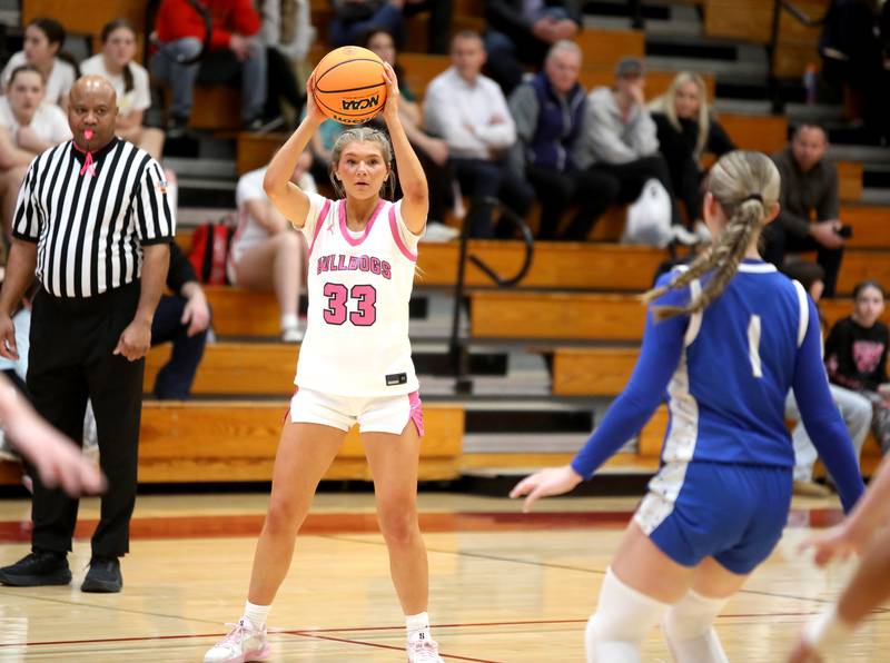Batavia’s Natalie Warner passes the ball during a game against Wheaton North on Wednesday, Jan. 29, 2025 at Batavia.