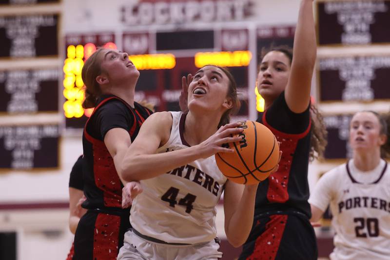 Lockport’s Alaina Peetz looks to take a shot against Bradley-Bourbonnais on Thursday, Jan 16, 2025 in Lockport.