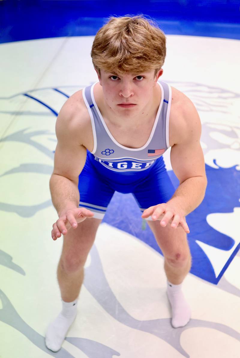 Princeton junior Casey Etheridge was the top area state medalist, finishing fourth at 144 pounds, with a 48-6 record. He is the 2024-25 NewsTribune Wrestler of the Year.