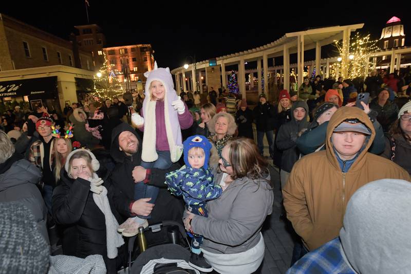 Hundreds attend the Lighting of the Lights Ceremony at 1st Street Plaza on Friday, Nov 28, 2025 in St. Charles.