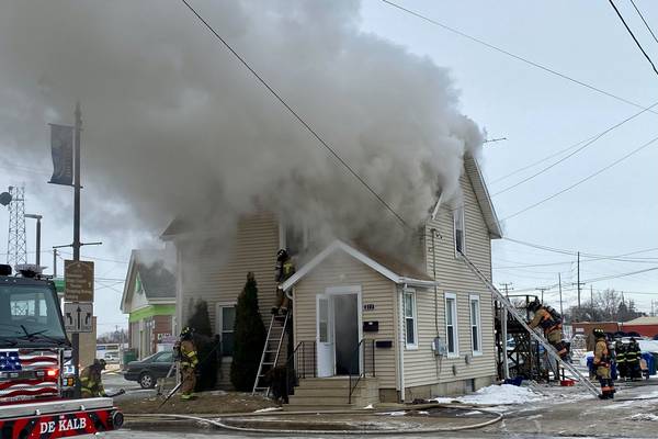 Firefighters battle DeKalb duplex fire in frigid temperatures Saturday