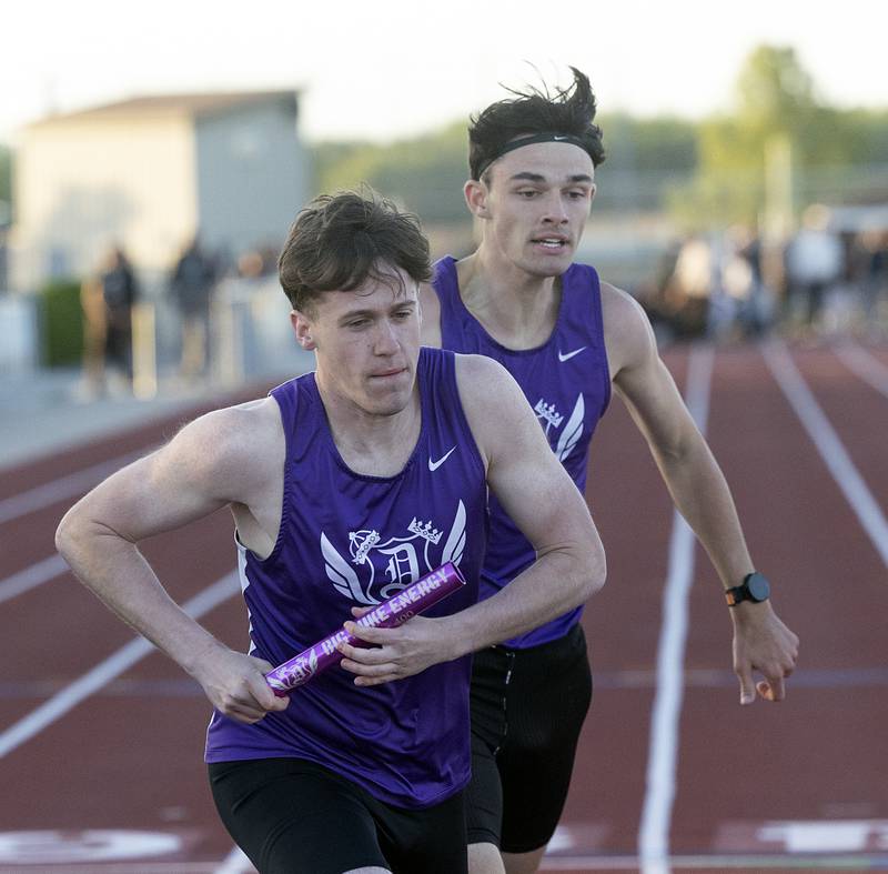 The Dixon 4x4 relay team took fourth and qualified for state Wednesday, May 20, 2026, at the Rochelle Class 2A boys track sectionals.