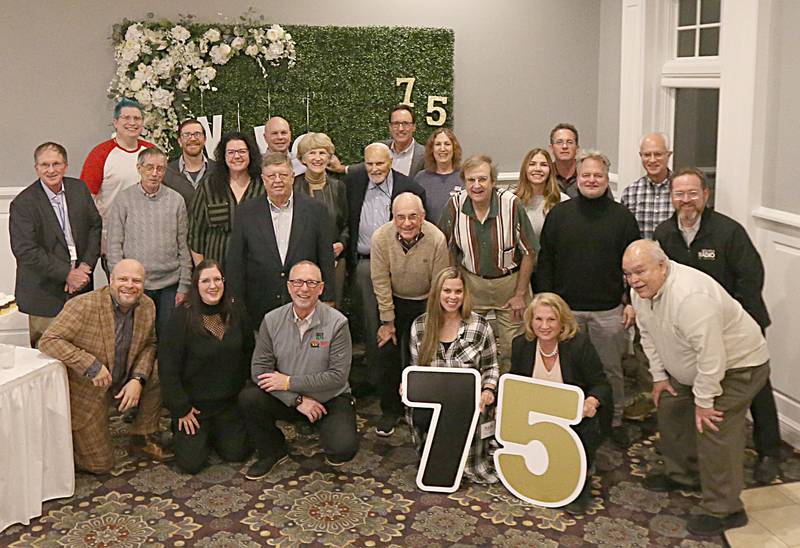 Current and past WLPO Radio employees pose for a photo at the 75th Anniversary celebration party at Senicas Oak Ridge on Wednesday, Nov. 16, 2022 in La Salle. WLPO went on the air on Nov. 16, 1947.