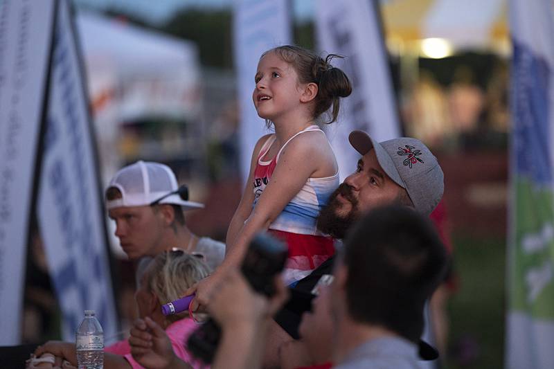Kaylie Sexton is hoisted up by dad as the band 3 Day Rain sings "Happy Birthday" to the firecracker baby Wednesday, July 3, 2024. Kaylie turned 8 on July 4.