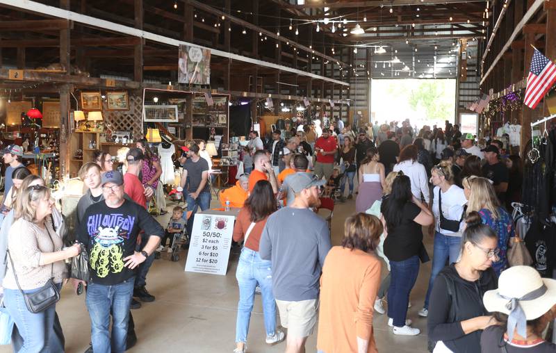 A view of the crowd inside the Canal Market during the 55th annual Burgoo Festival on Sunday, Oct. 12, 2025 in Utica.