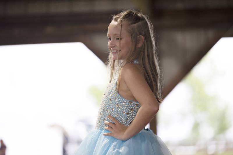 Tinley Lewis, 10, competes in the Ogle County Young Miss pageant Thursday, July 30, 2025, at the Ogle County Fairgrounds.