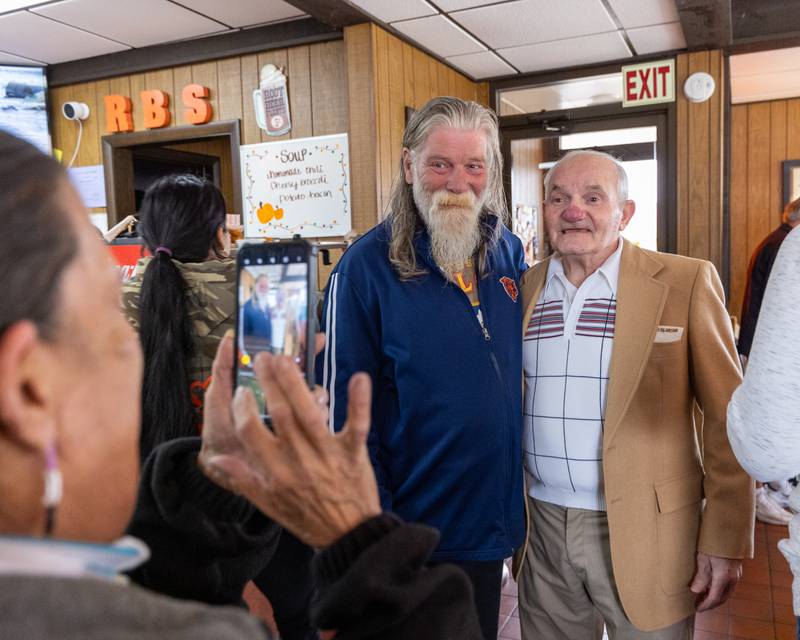 Sam Leone takes photo at his retirement celebration on Saturday, October 25, 2025 at the Rootbeer Stand in Oglesby.