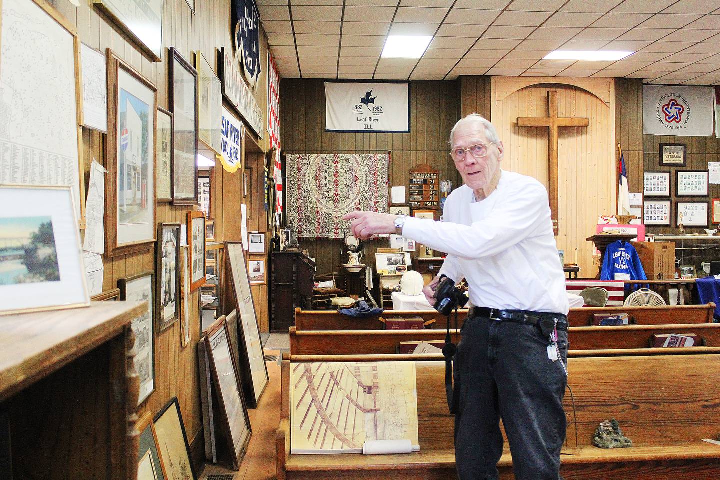 Society member Paul Detmer helps document the town's past and present through brochures and souvenir guides. In his eyes, the museum fills an important gap in a community where many familiar places have vanished over time. "We're here to preserve the history of Leaf River," Detmer said. "We're special because we lack so many things that used to be here. Many people come here to check the history of the properties that were in the family. We have an old stack of phone books here from Leaf River. They're looking for names."