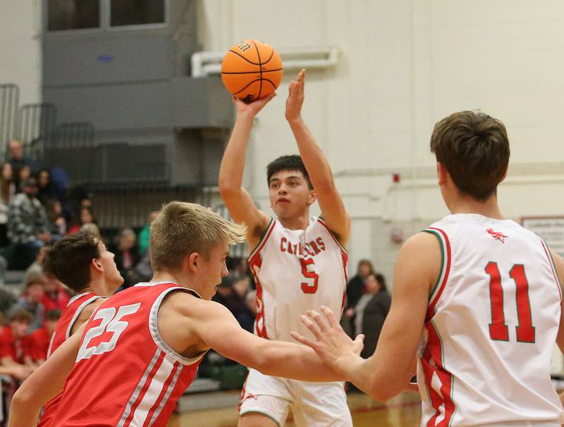 L-P's Erick Sotelo shoots a jump shot against Streator on Tuesday, Jan. 14, 2025 in Sellett Gymnasium at L-P High School.