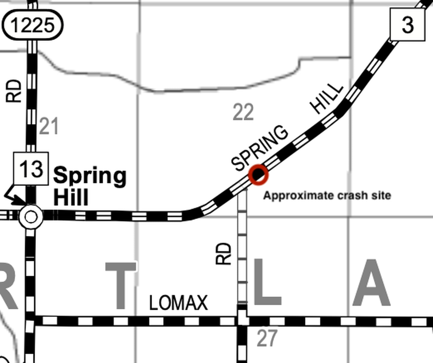 Approximate location of a single-vehicle crash on Friday in Whiteside County.