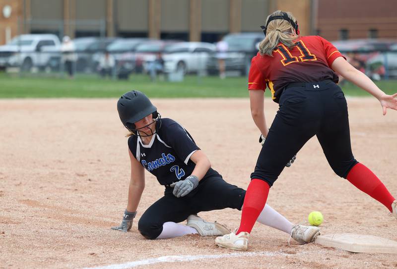 Clifton Central's Emily Ponton slides safely into third during Central's 9-3 victory over St. Anne in the Class 1A Dwight Regional quarterfinal game at Central High School.