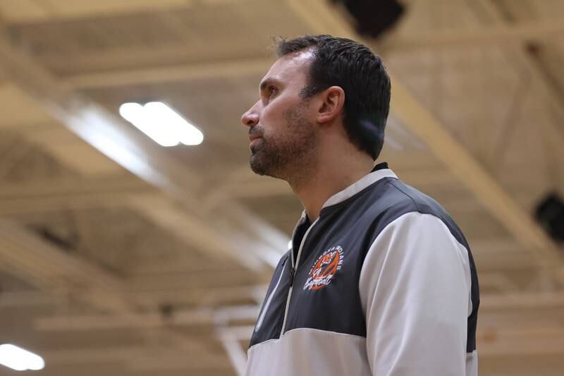 Minooka head coach Jeff Easthon during the game against Romeoville on Tuesday January 24th, 2023.