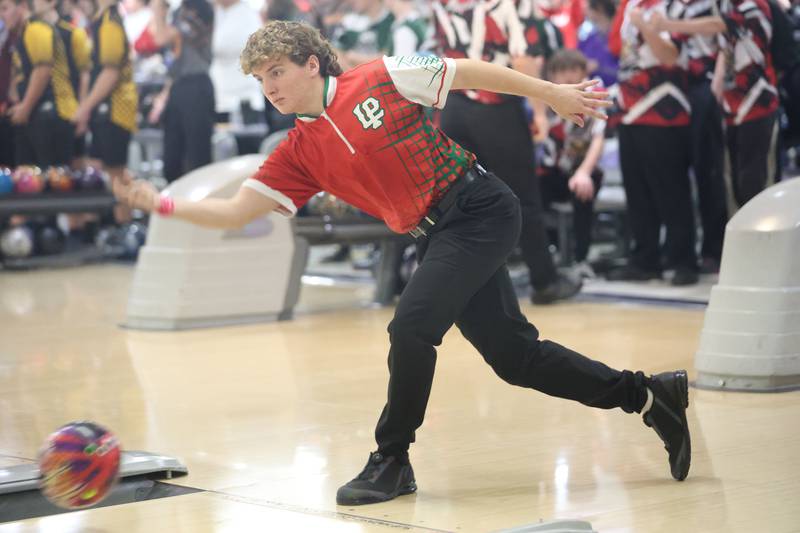 L-P's Joe Patyk bowls on Friday, Jan. 16, 2026 at the Illinois Valley Super Bowl in Peru.