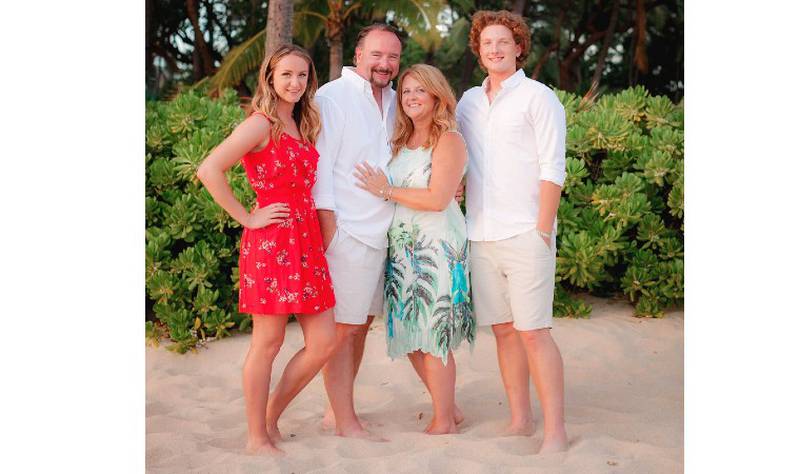 The Kruzel family, (from left) Brittney, John, Laurie and John Carter in Hawaii, August 2018. John returned home to Frankfort on Dec. 13 following nine days of treatment for COVID-19 at Edward Hospital in Naperville.