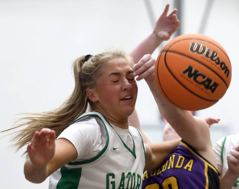 Crystal Lake South's Gracey LePage battles with Wauconda's Ashley Maxwell for a rebound during the Northern Illinois Holiday Classic Championship girl basketball game on Thursday, Dec. 18, 2025, at McHenry High School.