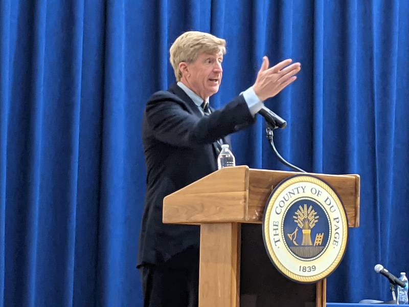 Former congressman, author and mental health advocate Patrick Kennedy addresses the audience at Saturday's first annual DuPage County Mental Health Summit in Wheaton.