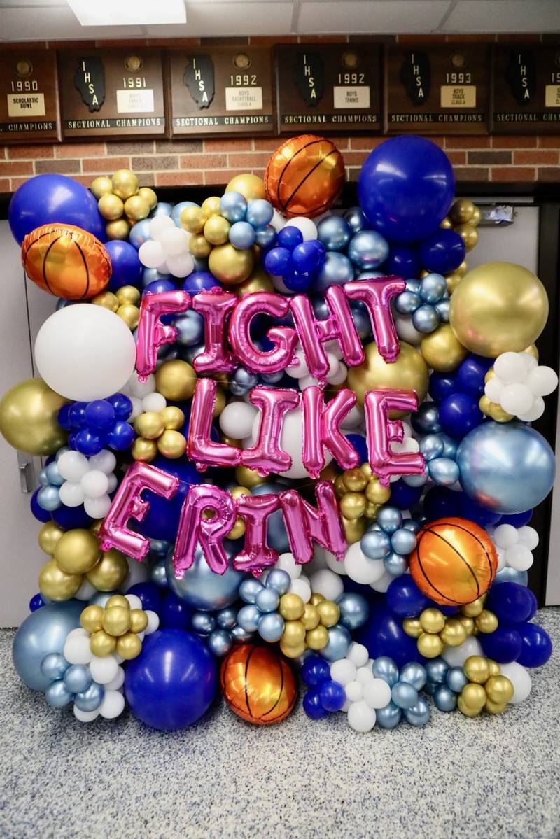 The Prouty Gym lobby  at Princeton High School was decked out in Logan Junior School colors for the Fight like Erin Night on Tuesday.