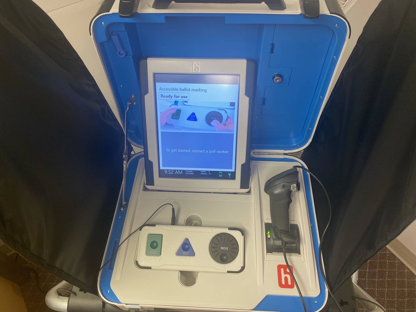 The new equipment will offer a new polling station for those who are disabled. The system offers braille, headphones, the option for color or black and white, as well as the ability to increase the font size.