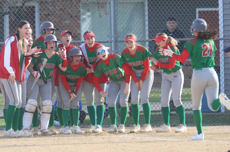 L-P's Anna Riva is met a home plate by her teammates after hitting a home run against Princeton on Tuesday, March 24, 2026 at Little Sibera Field in Princeton.