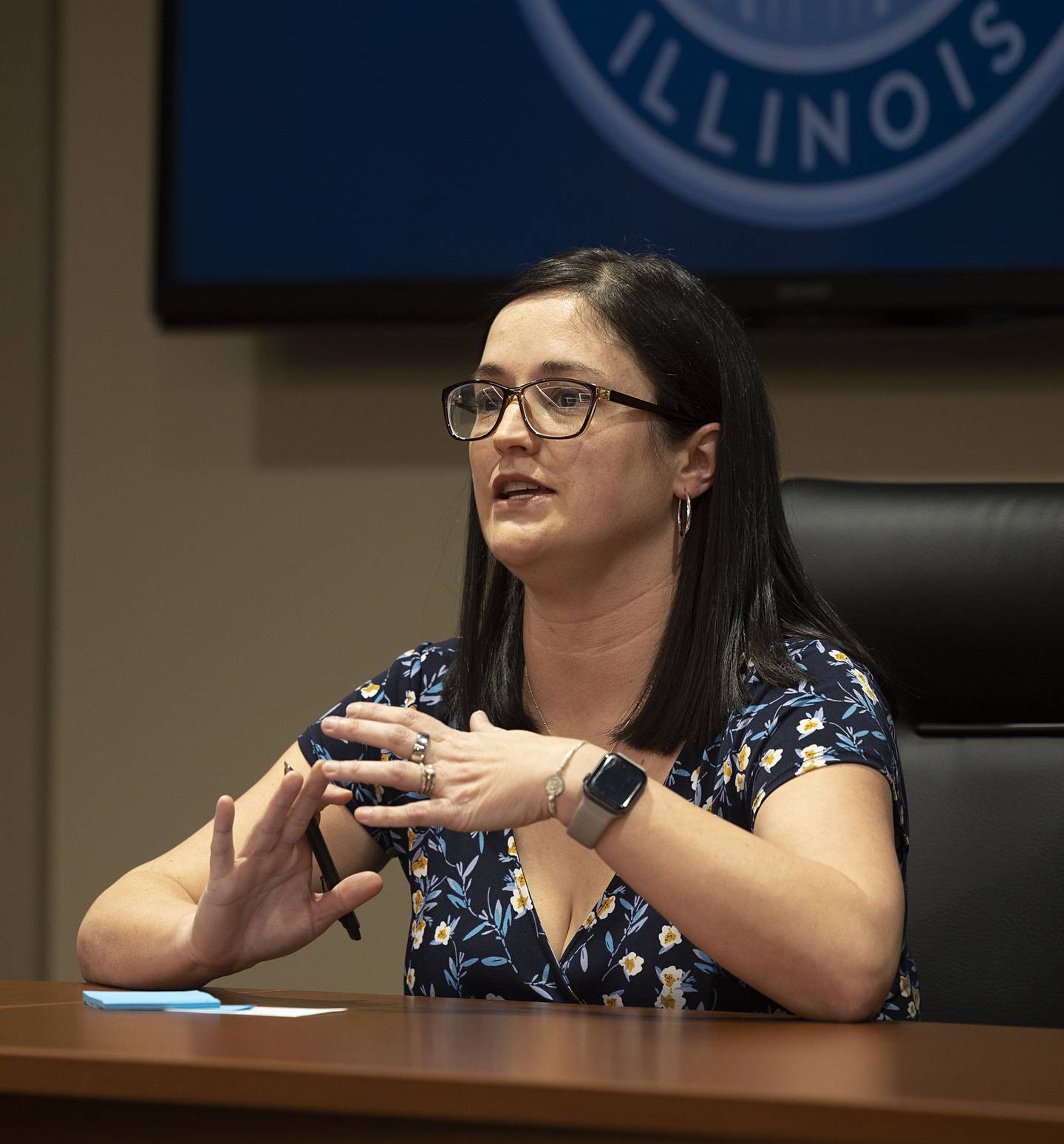 Sterling mayoral candidate Diana Merdian speaks during the Sauk Valley Area Chamber of Commerce hosted candidate forum Tuesday, March 21, 2023 for Sterling elections.