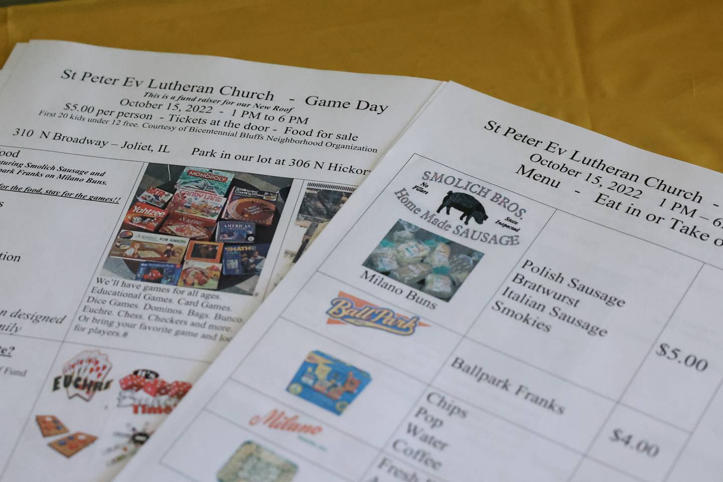 St. Peter Lutheran Church, in Joliet, will be holding a family game day fundraiser on October 15th to help recoup some of the quarter million dollar roof repairs.