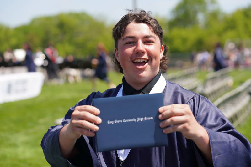 Members of the Cary-Grove High School class of 2026 celebrate their commencement on May 16, 2026.