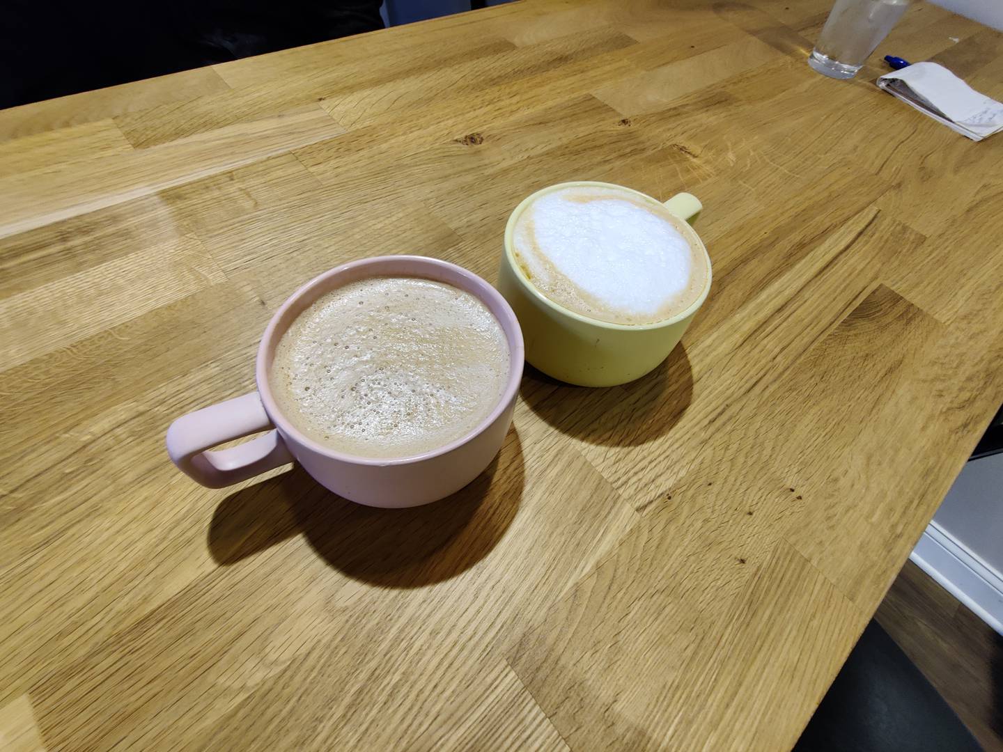 A mocha and decaf cappuccino at Cafe & Barr in Geneva.