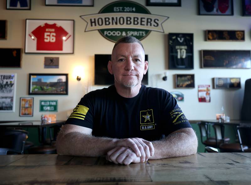 Mike Crawford, U.S. Army veteran and owner of Hobnobbers Food & Spirits, at the restaraunt Monday, Sept. 22, 2025, in Sycamore.
