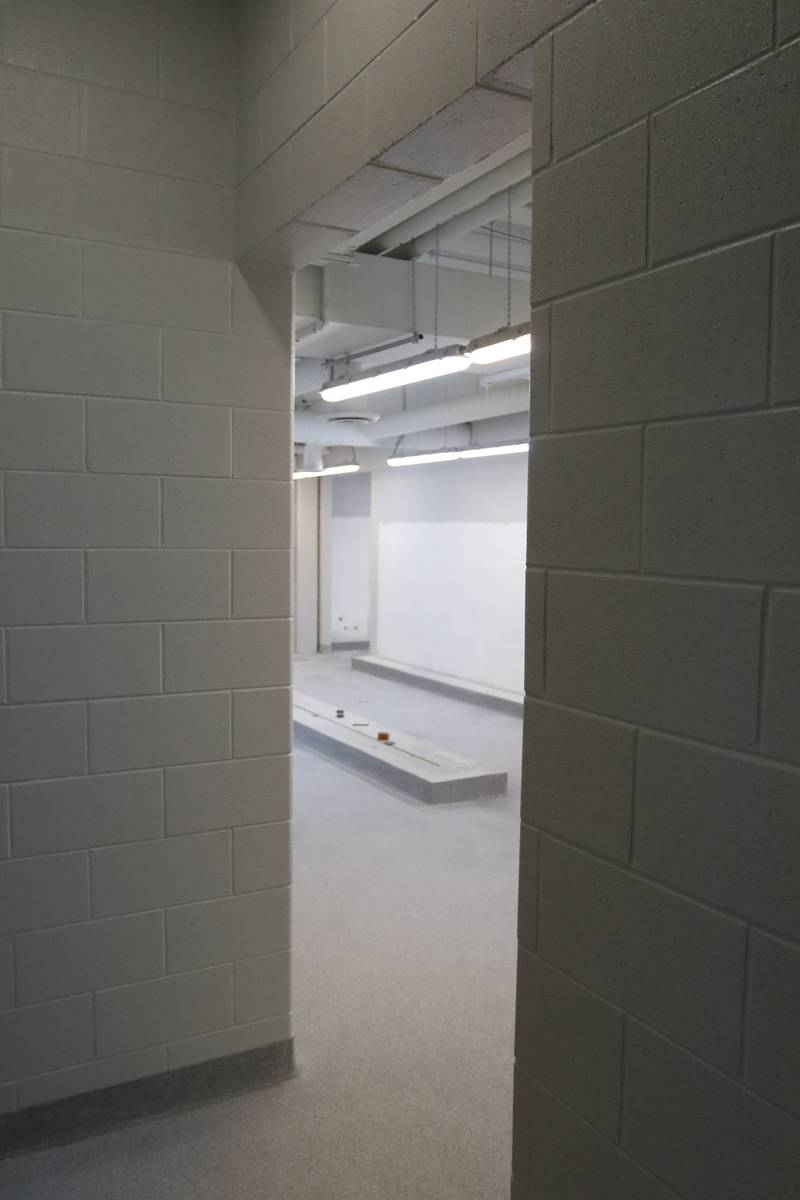 A new locker room Tuesday, Jan. 26, 2022, at Harvard High School. The room is part of a $5.5 million renovation that added new locker rooms, a training room, wrestling room, and a weight and fitness area, along with repurposing the old locker rooms into staff, lounge and work rooms.
